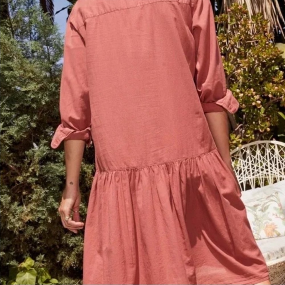 Frank & Eileen Grayson The Changemaker Pink Drop Waist Shirt Dress Red Small - Picture 2 of 10